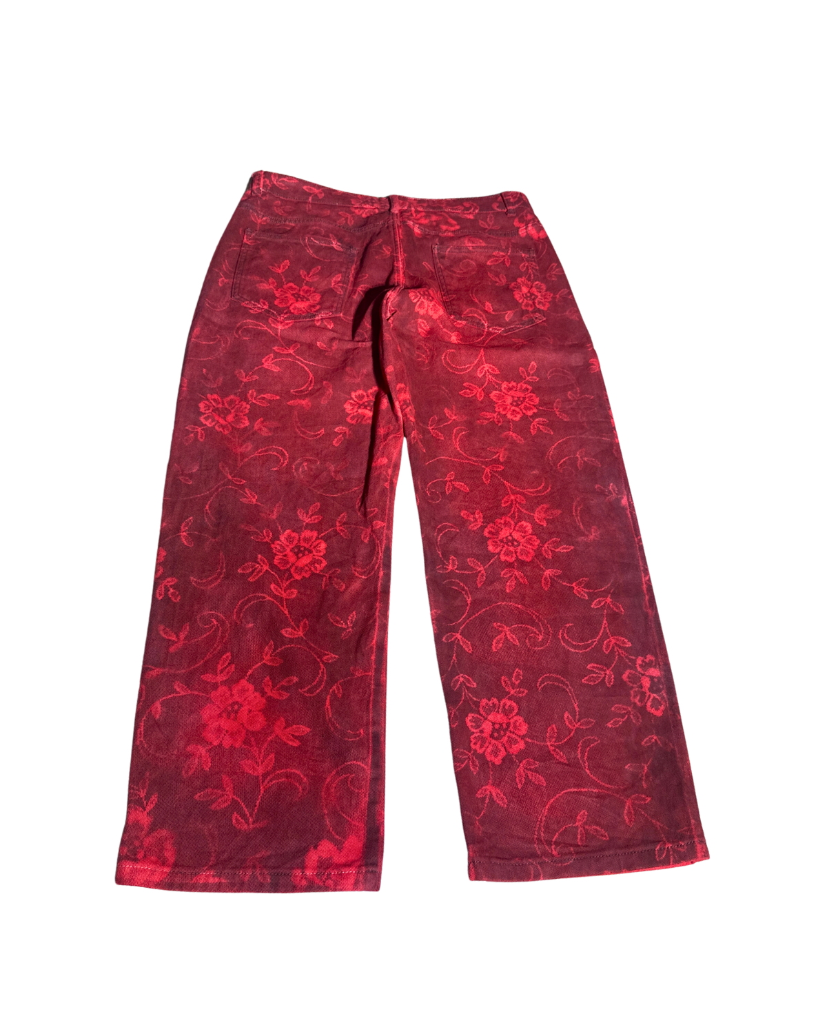 Bloody Rose crimson rose-print wide-leg pants, back, 1-of-1 NYFW SS27 by RICHOUTHEBOX