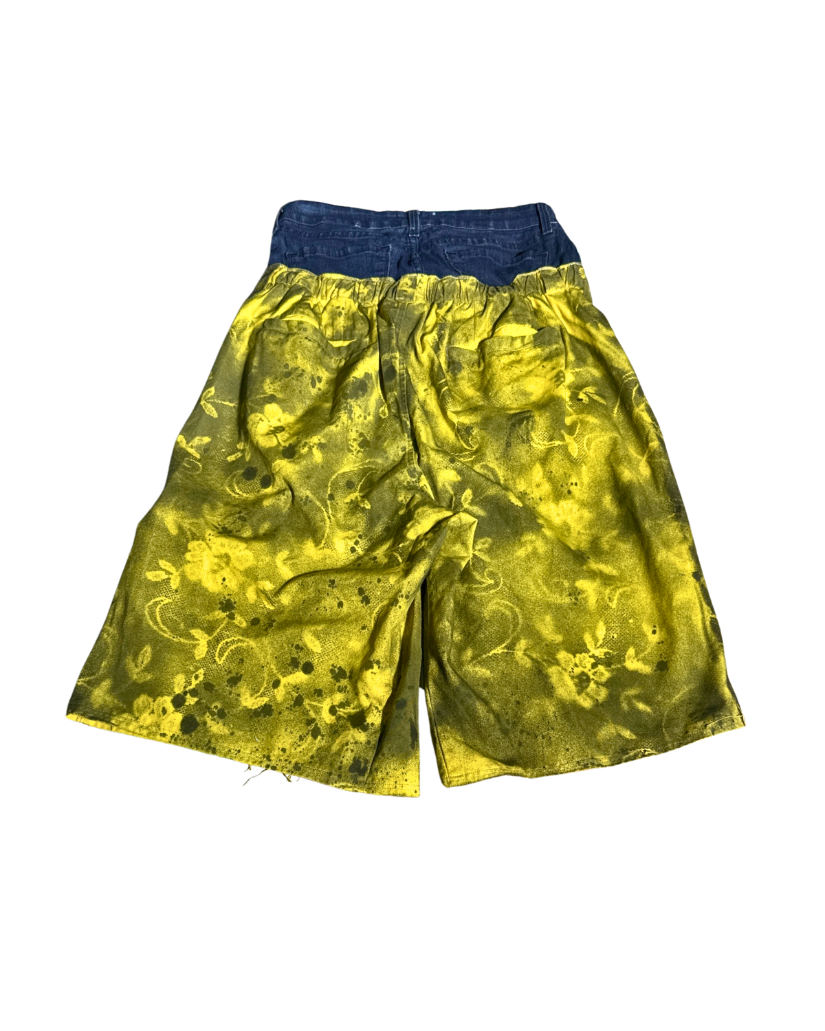 Detective Dapper olive-gold floral jorts, back, 1-of-1 NYFW SS27 by RICHOUTHEBOX