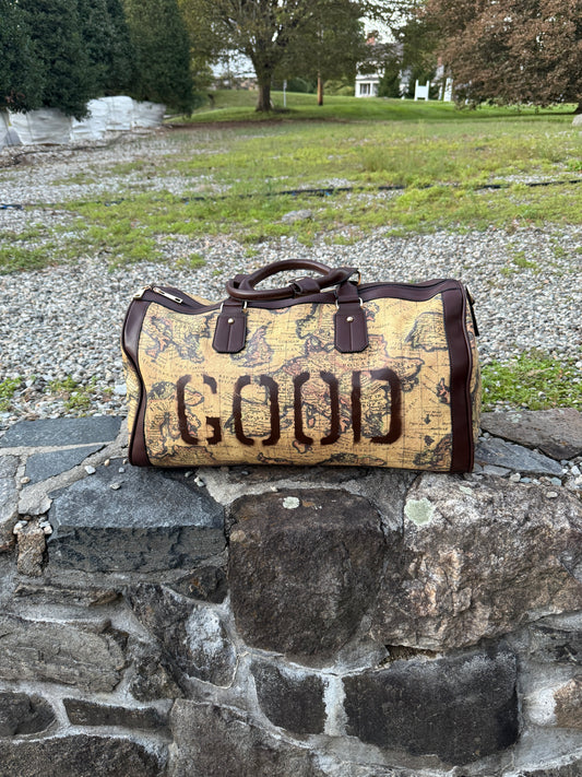 GOODIE BAG V2 World Tour Brown map-print duffle, RICHOUTHEBOX NYC — view 2