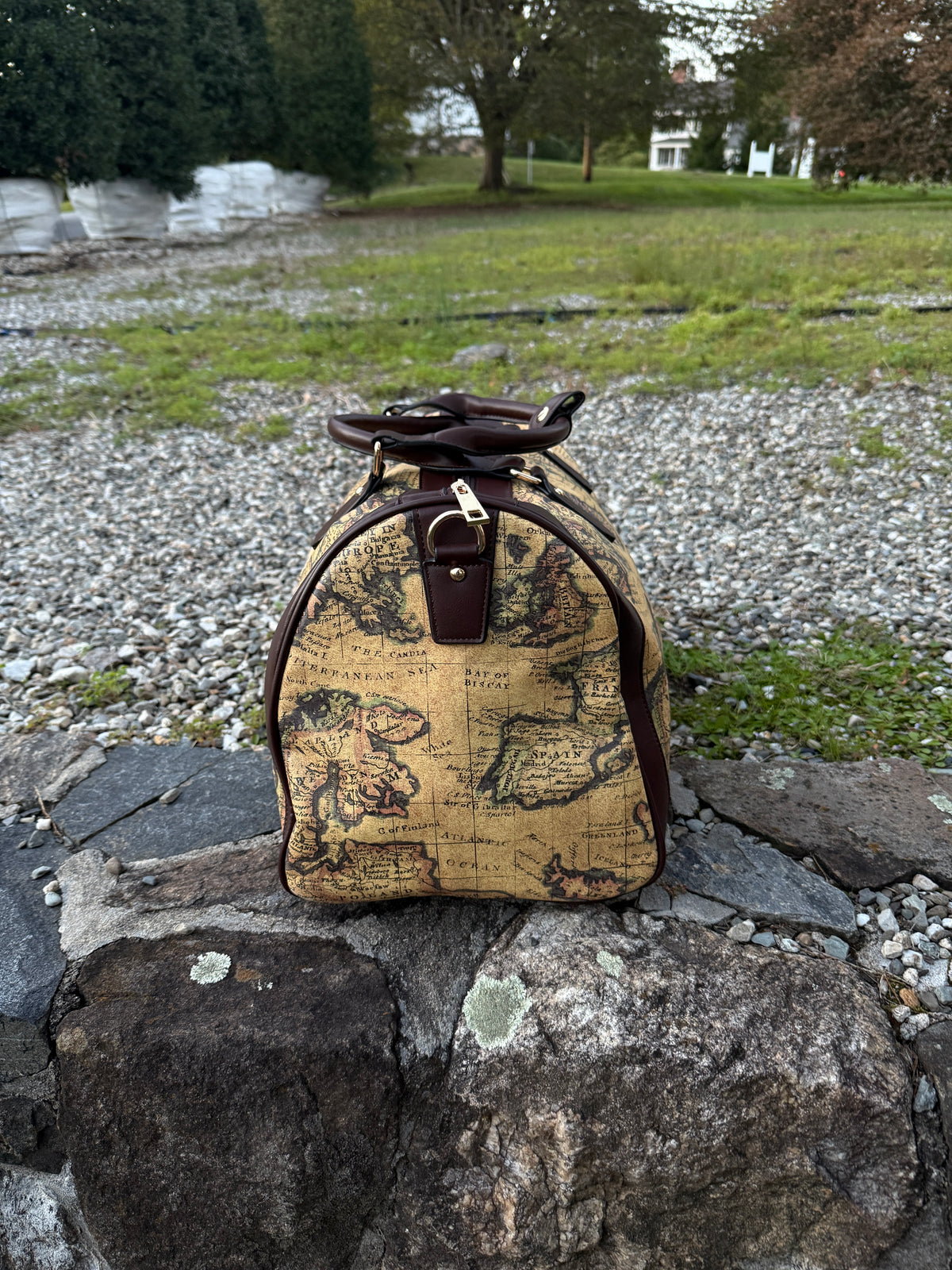 GOODIE BAG V2 World Tour Brown map-print duffle, RICHOUTHEBOX NYC — view 4