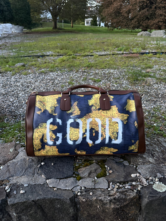 GOODIE BAG V2 World Tour Blue map-print duffle, RICHOUTHEBOX NYC — view 2