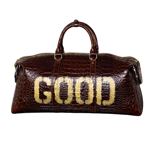 GOODIE BAG COFFEE vegan leather duffle bag, RICHOUTHEBOX NYC