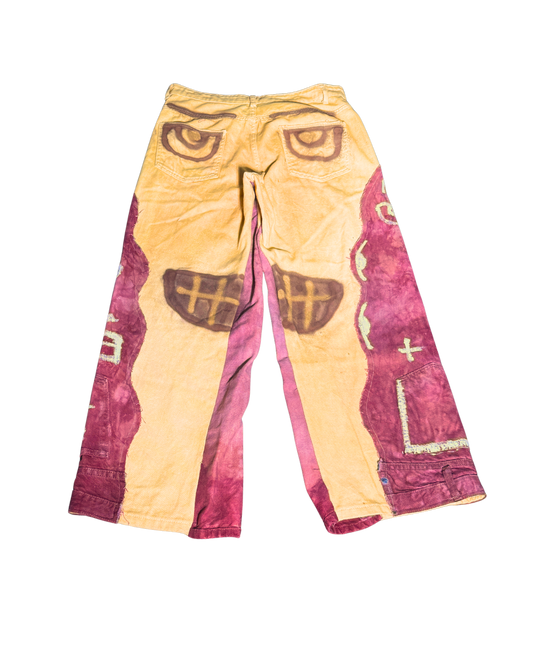 SWAG Painted Pants 1 of 1, back view with painted eyes and grin graphic