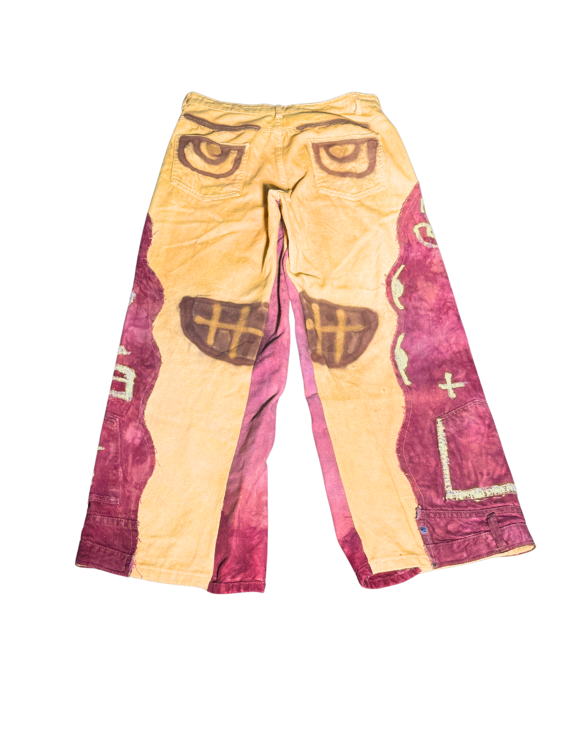SWAG Painted Pants 1 of 1, back view with painted eyes and grin graphic