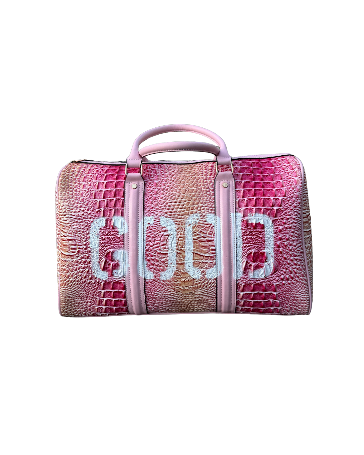 GOODIE BAG V2 Aged Pink vegan leather duffle, RICHOUTHEBOX NYC — view 2