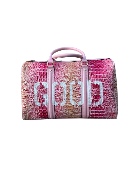 GOODIE BAG V2 Aged Pink vegan leather duffle, RICHOUTHEBOX NYC — view 2