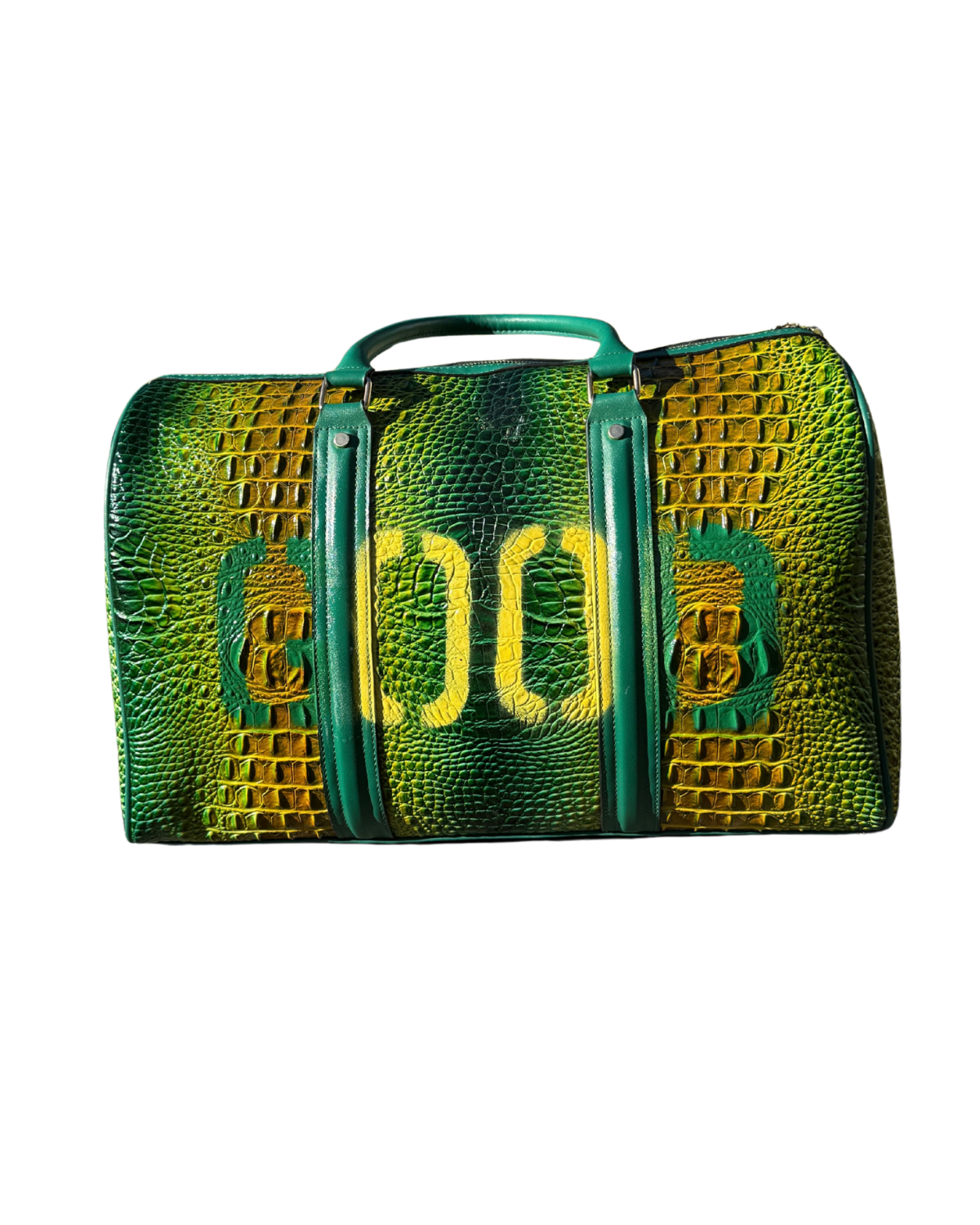 GOODIE BAG V2 Snakeskin green vegan leather duffle, RICHOUTHEBOX NYC — view 3