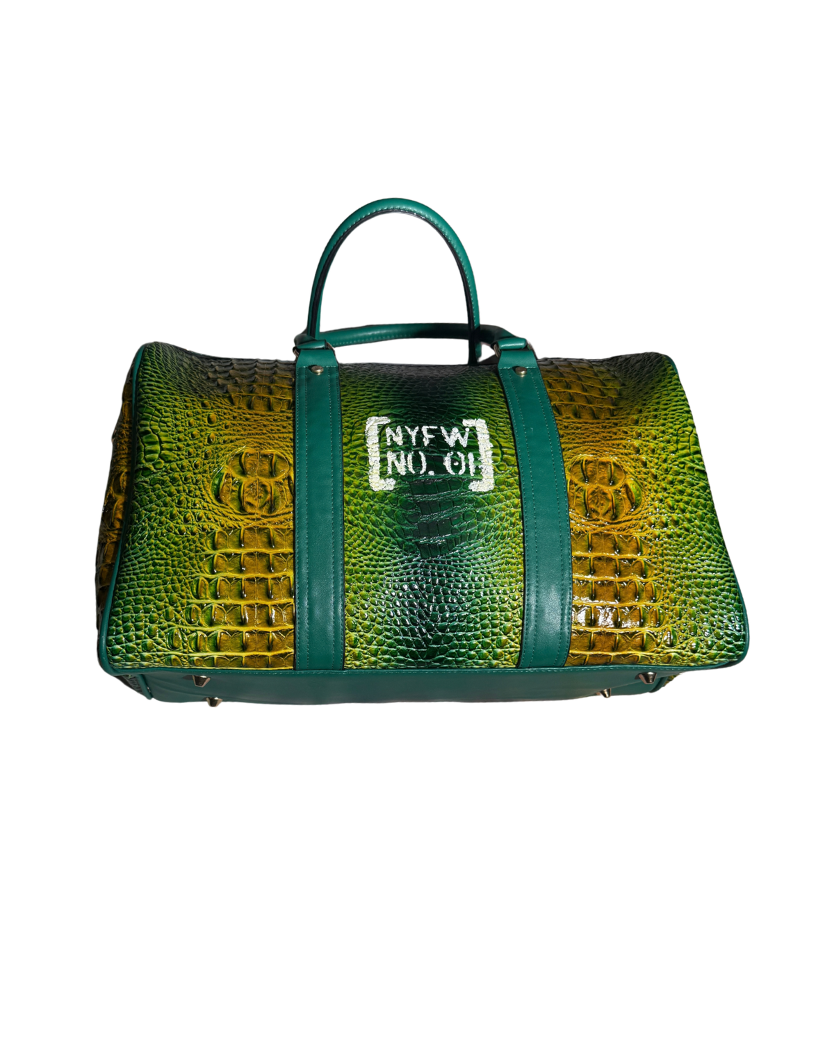GOODIE BAG V2 Snakeskin green vegan leather duffle, RICHOUTHEBOX NYC — view 4