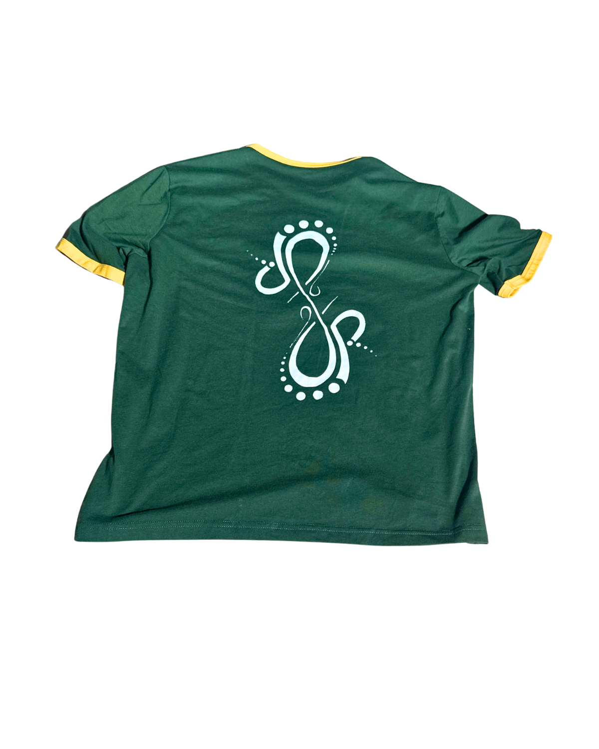 Blooming Artist green stenciled tee, back with emblem, 1-of-1 NYFW SS27 by RICHOUTHEBOX