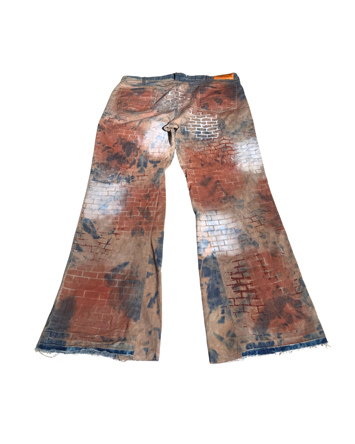 Pack A Punch brick-stenciled flare pants, back with RICHOUTHEBOX lettering, 1-of-1 NYFW SS27