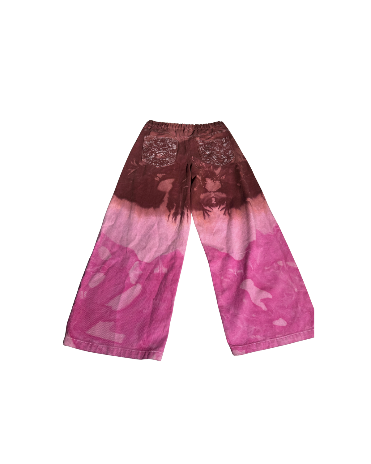 Sunset Stroll maroon-to-pink ombré wide-leg pants, back, 1-of-1 NYFW SS27 by RICHOUTHEBOX