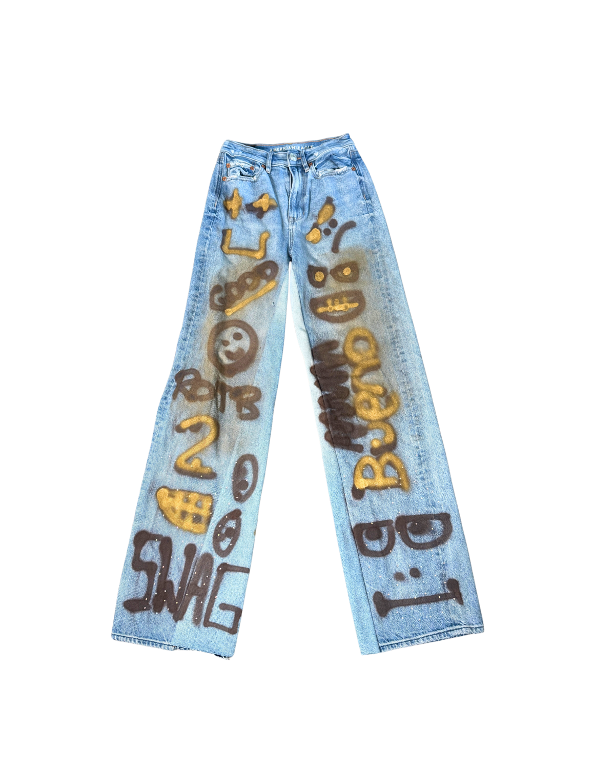 Sunshine hand-lettered light-wash pants, 1-of-1 NYFW SS27 by RICHOUTHEBOX