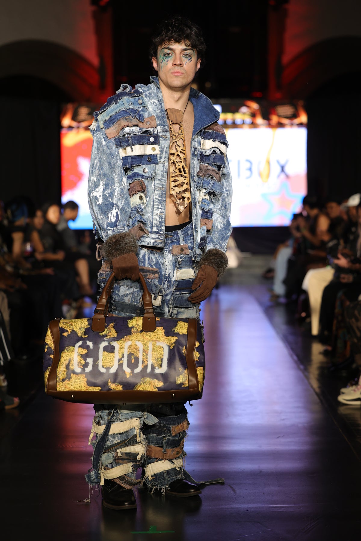GOODIE BAG V2 World Tour Blue map-print duffle, RICHOUTHEBOX NYC — view 1