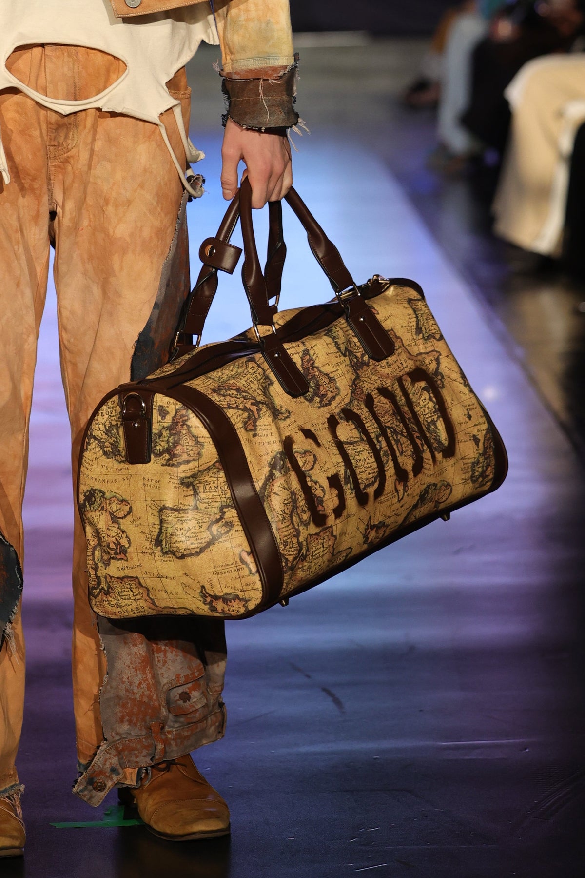 GOODIE BAG V2 World Tour Brown map-print duffle, RICHOUTHEBOX NYC — view 1