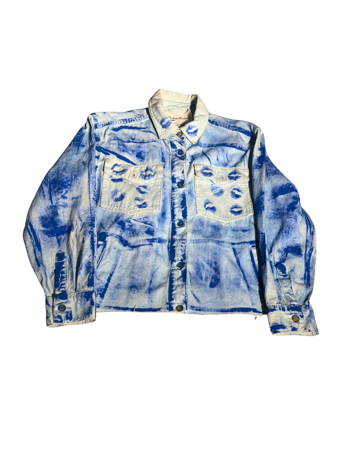 Rockstar Sw@g blue tie-dye jacket, front, 1-of-1 NYFW SS27 by RICHOUTHEBOX