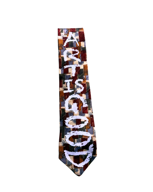 Art Is Good (Cocktail Hour) hand-lettered vintage-print tie, 1-of-1 NYFW SS27 accessory by RICHOUTHEBOX