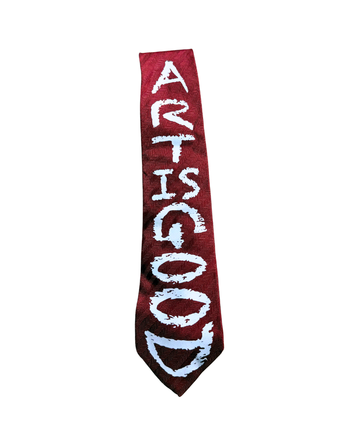 Art Is Good (Red) hand-lettered crimson tie, 1-of-1 NYFW SS27 accessory by RICHOUTHEBOX