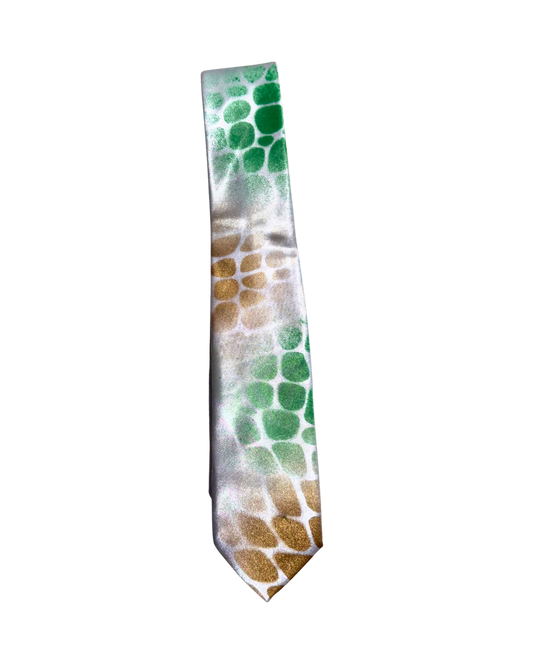 Croc Tie (Camo) green, tan and white croc-pattern tie, 1-of-1 NYFW SS27 accessory by RICHOUTHEBOX