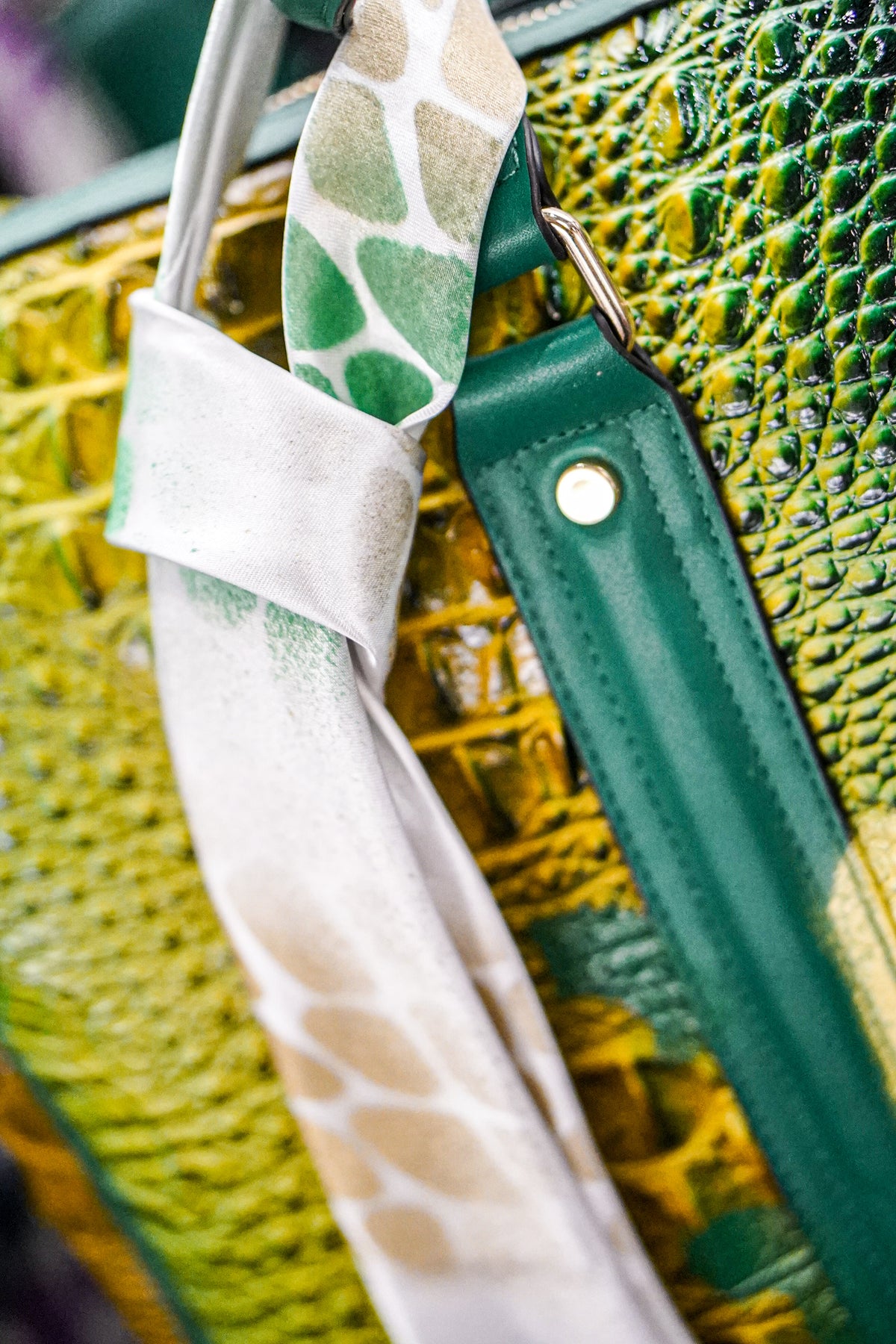 GOODIE BAG V2 Snakeskin green vegan leather duffle, RICHOUTHEBOX NYC — view 5