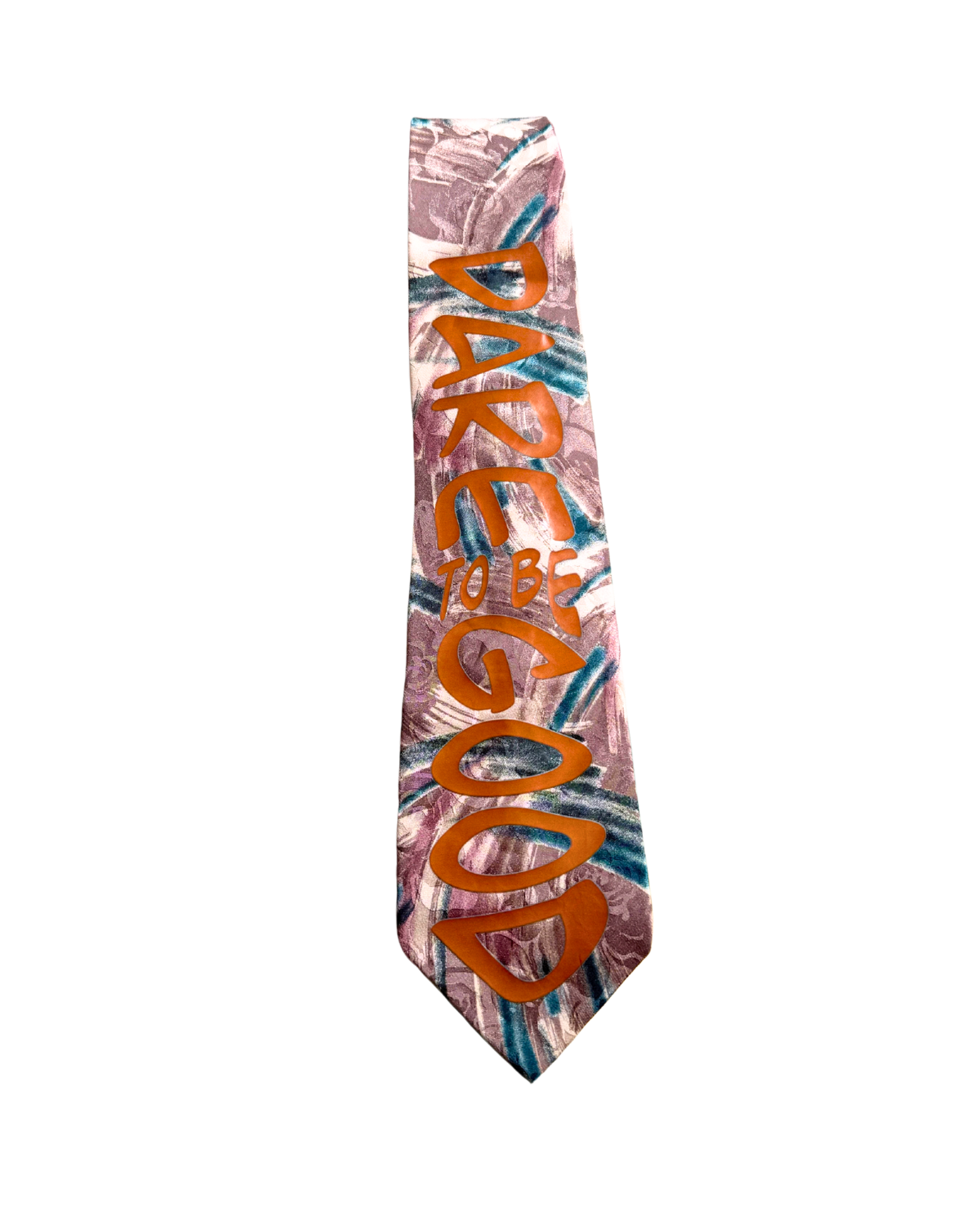 Dare To Be Good (Beach) hand-lettered rose-gold tie, 1-of-1 NYFW SS27 accessory by RICHOUTHEBOX