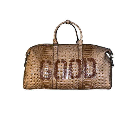 GOODIE BAG Khaki vegan leather duffle bag, RICHOUTHEBOX NYC