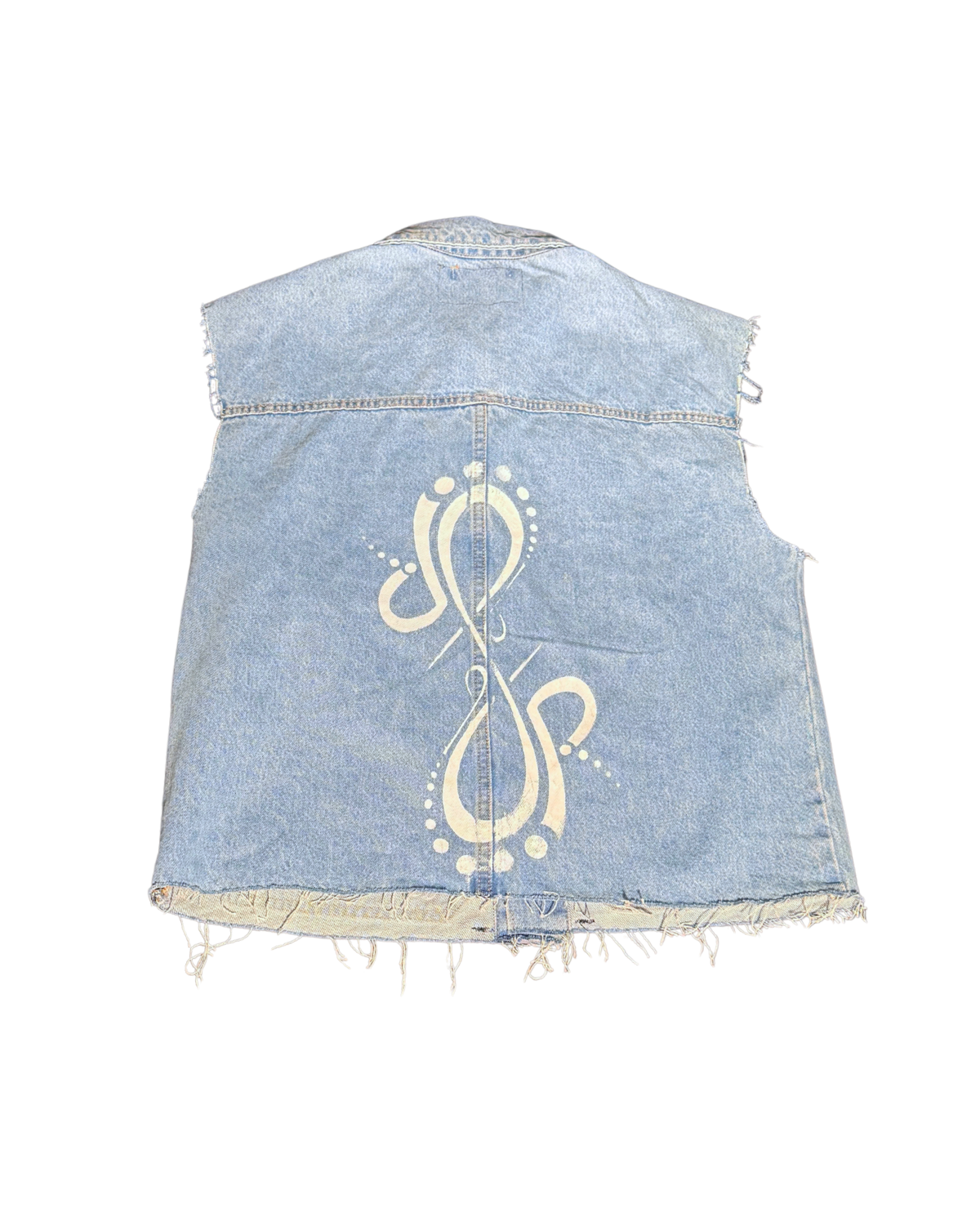 GOOD ART Denim Vest 1 of 1, back view with hand-painted infinity emblem